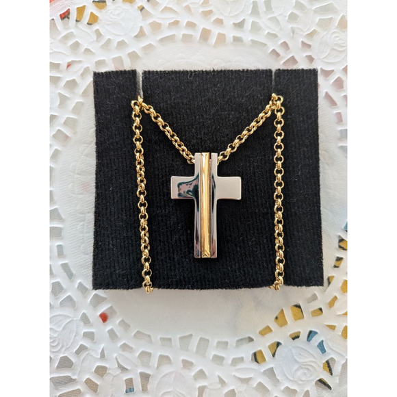 Unisex Benedetti Cross Necklace | Gold & Palladium-Plated | Made in Peru - Picture 2 of 8